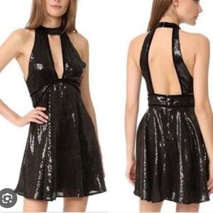 Free People Black Sequin Backless Cocktail Dress